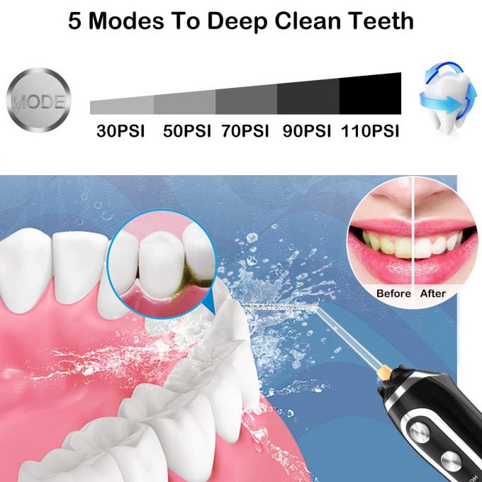 Уборщик зубов Flosser воды бесшнуровой, портативное зубоврачебное устное Irriga 5 режимов, IPX7 водоустойчивое